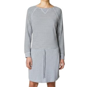 TART Navy Blue and White Knit Drawstring Waist Long Sleeve Dress Women's Size S